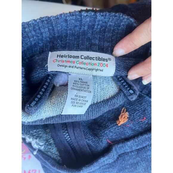 Heirloom Collectibles Christmas Y2K Zip Sweater Sz XL Snowman Ugly Christmas - Picture 12 of 16
